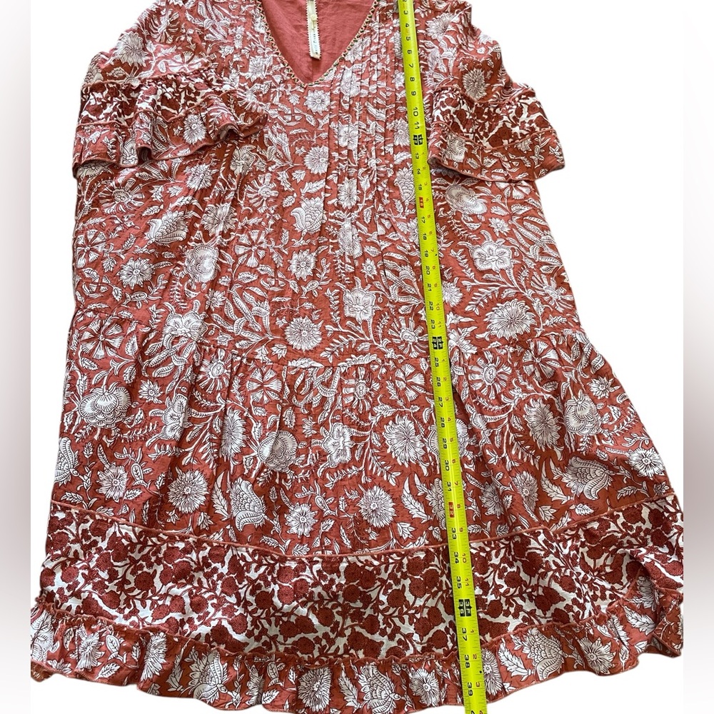 Uncle Frank by Ivy Jane Anthropologie Ruffle Floral Boho Tunic Swing Dress L - Picture 6 of 13